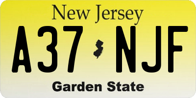 NJ license plate A37NJF