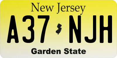 NJ license plate A37NJH