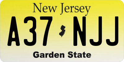 NJ license plate A37NJJ
