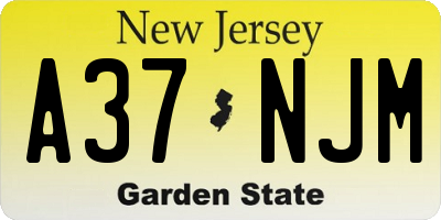 NJ license plate A37NJM