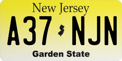 NJ license plate A37NJN