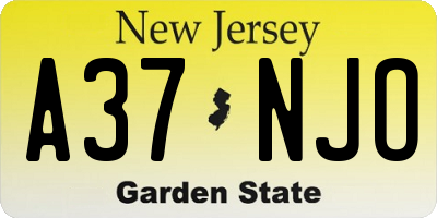 NJ license plate A37NJO