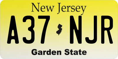NJ license plate A37NJR