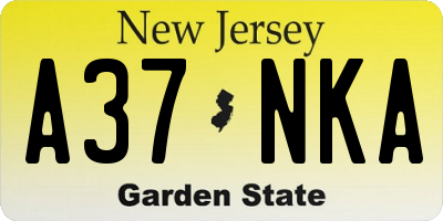 NJ license plate A37NKA