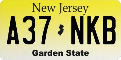 NJ license plate A37NKB