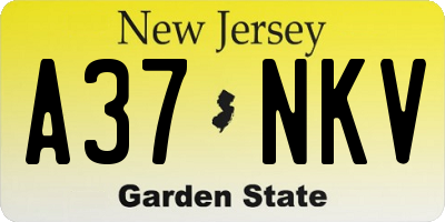 NJ license plate A37NKV