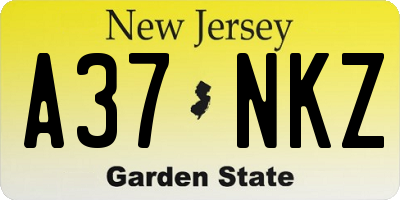 NJ license plate A37NKZ