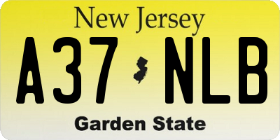 NJ license plate A37NLB