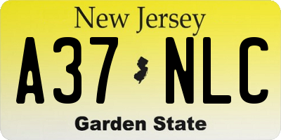 NJ license plate A37NLC