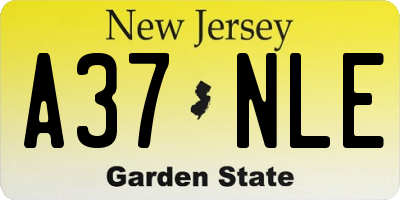 NJ license plate A37NLE