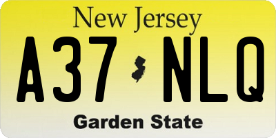 NJ license plate A37NLQ
