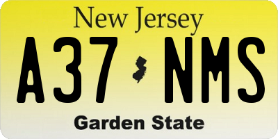 NJ license plate A37NMS