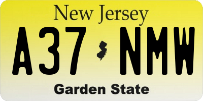 NJ license plate A37NMW