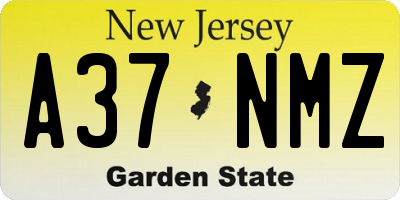NJ license plate A37NMZ