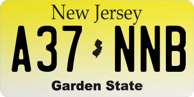 NJ license plate A37NNB