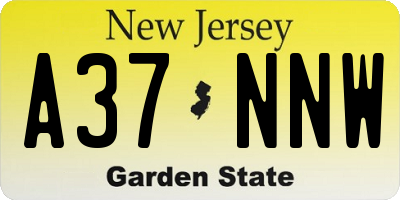 NJ license plate A37NNW