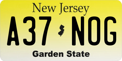 NJ license plate A37NOG