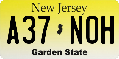 NJ license plate A37NOH