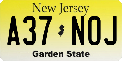NJ license plate A37NOJ