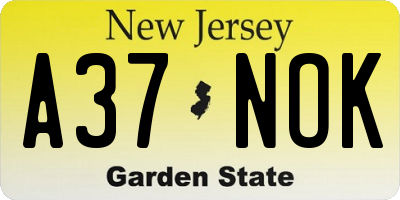 NJ license plate A37NOK