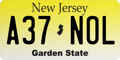 NJ license plate A37NOL