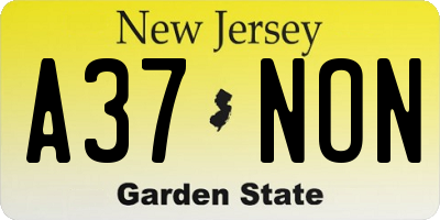 NJ license plate A37NON