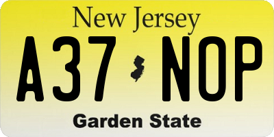 NJ license plate A37NOP