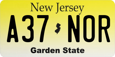 NJ license plate A37NOR