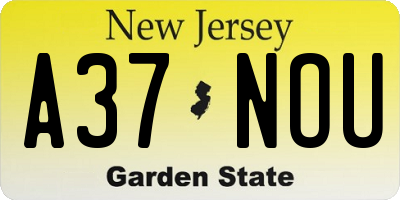 NJ license plate A37NOU
