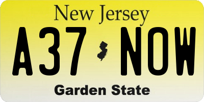 NJ license plate A37NOW