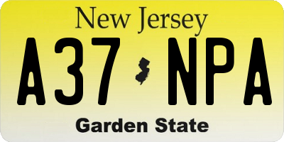 NJ license plate A37NPA