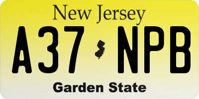 NJ license plate A37NPB