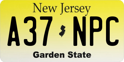 NJ license plate A37NPC