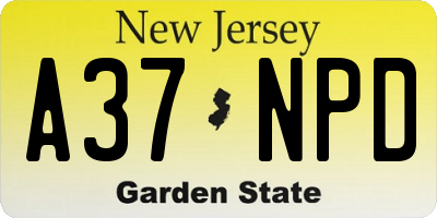 NJ license plate A37NPD