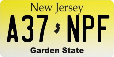 NJ license plate A37NPF