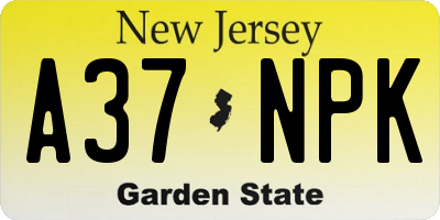 NJ license plate A37NPK