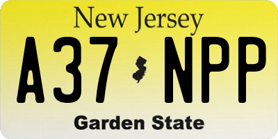 NJ license plate A37NPP