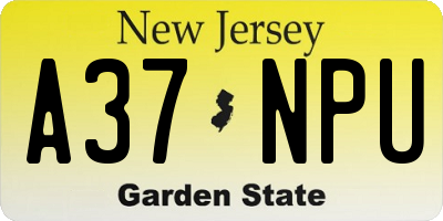 NJ license plate A37NPU