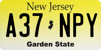 NJ license plate A37NPY