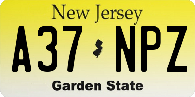 NJ license plate A37NPZ