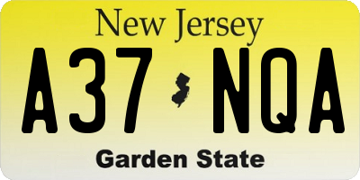 NJ license plate A37NQA