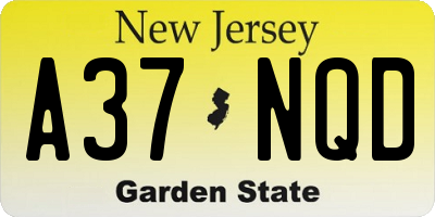 NJ license plate A37NQD