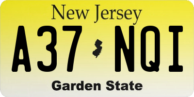 NJ license plate A37NQI