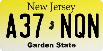 NJ license plate A37NQN