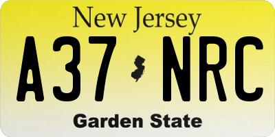NJ license plate A37NRC