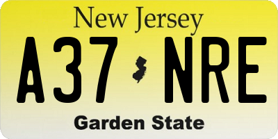 NJ license plate A37NRE