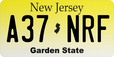 NJ license plate A37NRF