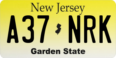 NJ license plate A37NRK
