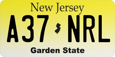 NJ license plate A37NRL