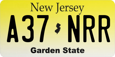 NJ license plate A37NRR